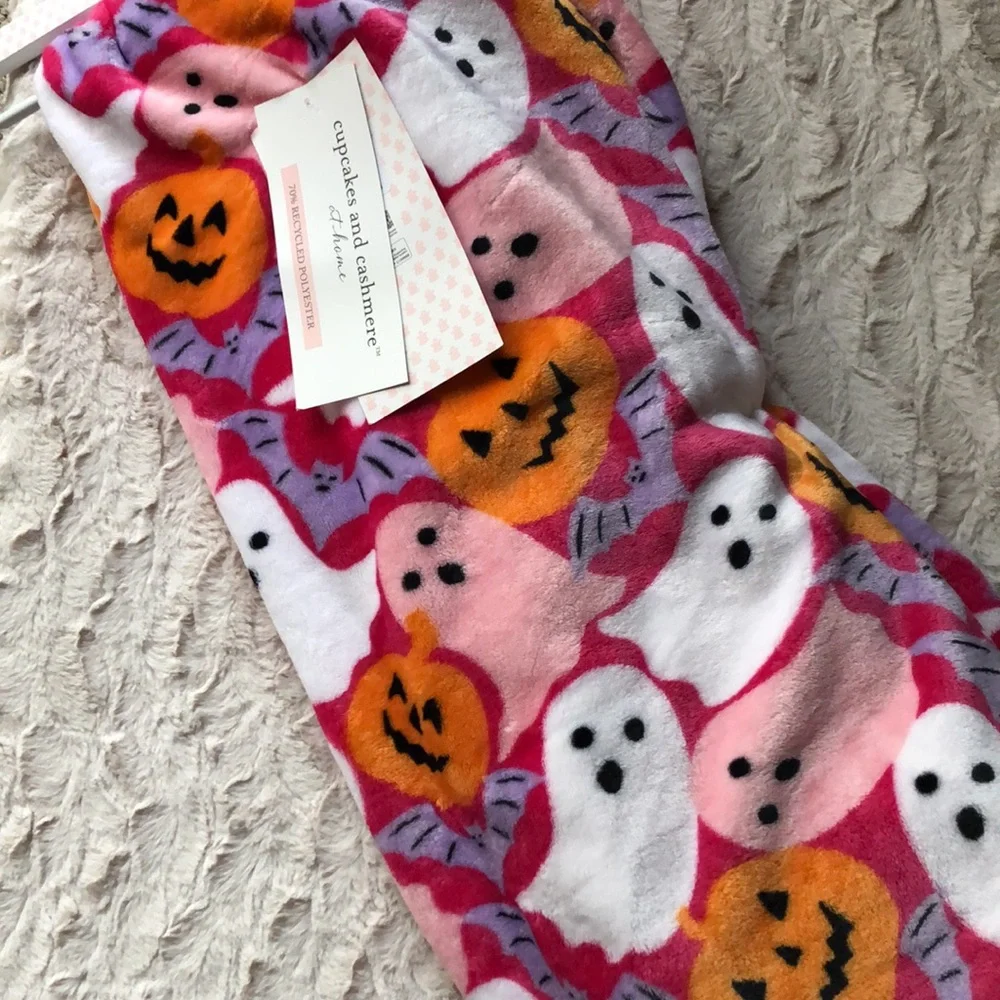 Cupcakes and Cashmere COLORFUL Halloween Ghosts, Pumpkins and Bats Throw…